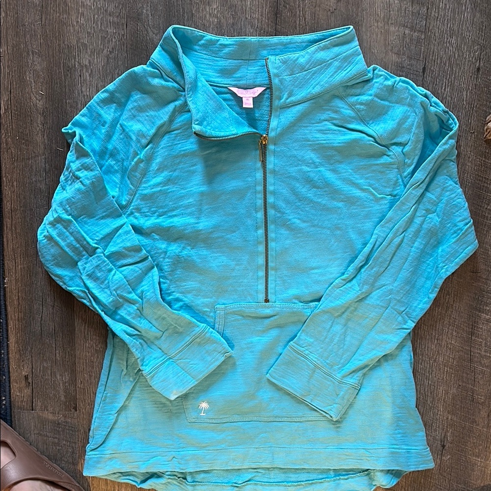 Lilly Pulitzer Teal Quarter-Zip Pullover (ladies XL)